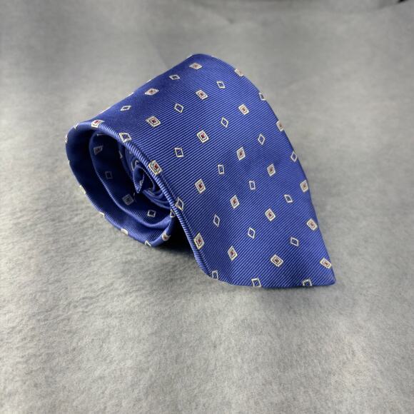 VTG Brooks Brother 346 Repp Necktie Classic Blue Diamond/Argyle Pure Silk Preppy - Picture 1 of 8